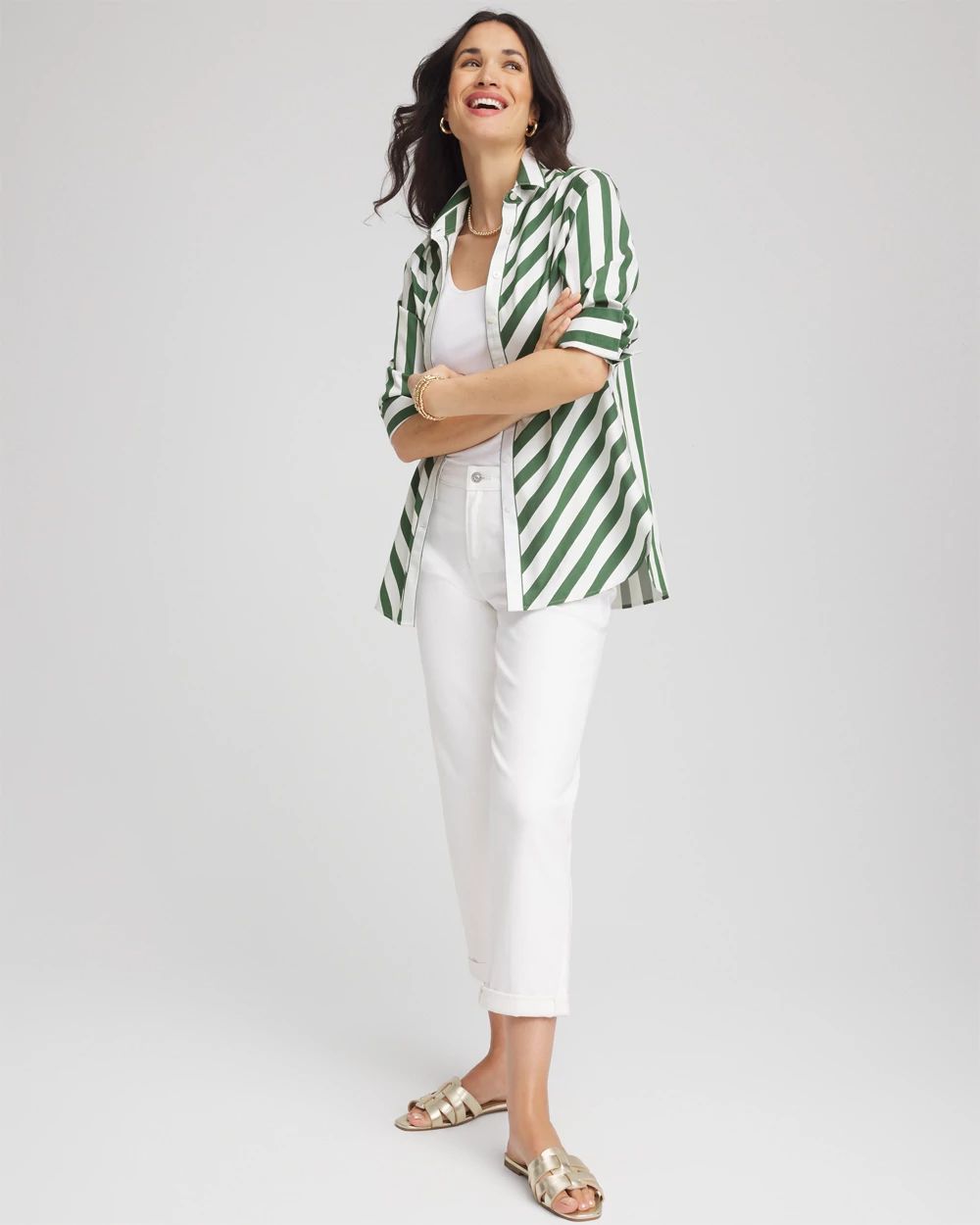 No Iron™ Slimming Striped Shirt | Chico's
